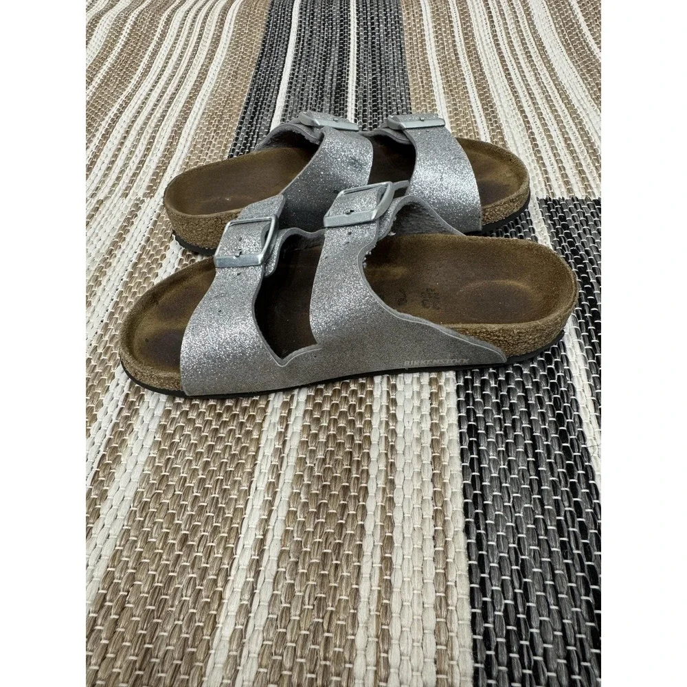 Birkenstock Arizona Sandals Kid's Size 3 EU 33 Silver Glitter Slide Buckle